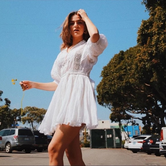 FP One Free People Sydney Dress Ivory Crochet Lace No Belt Womens Size XS H14560 - Picture 12 of 16